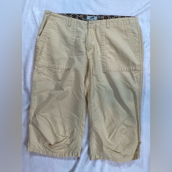 Horny Toad Capris Yellow Embroidered Size 8 - Picture 1 of 5
